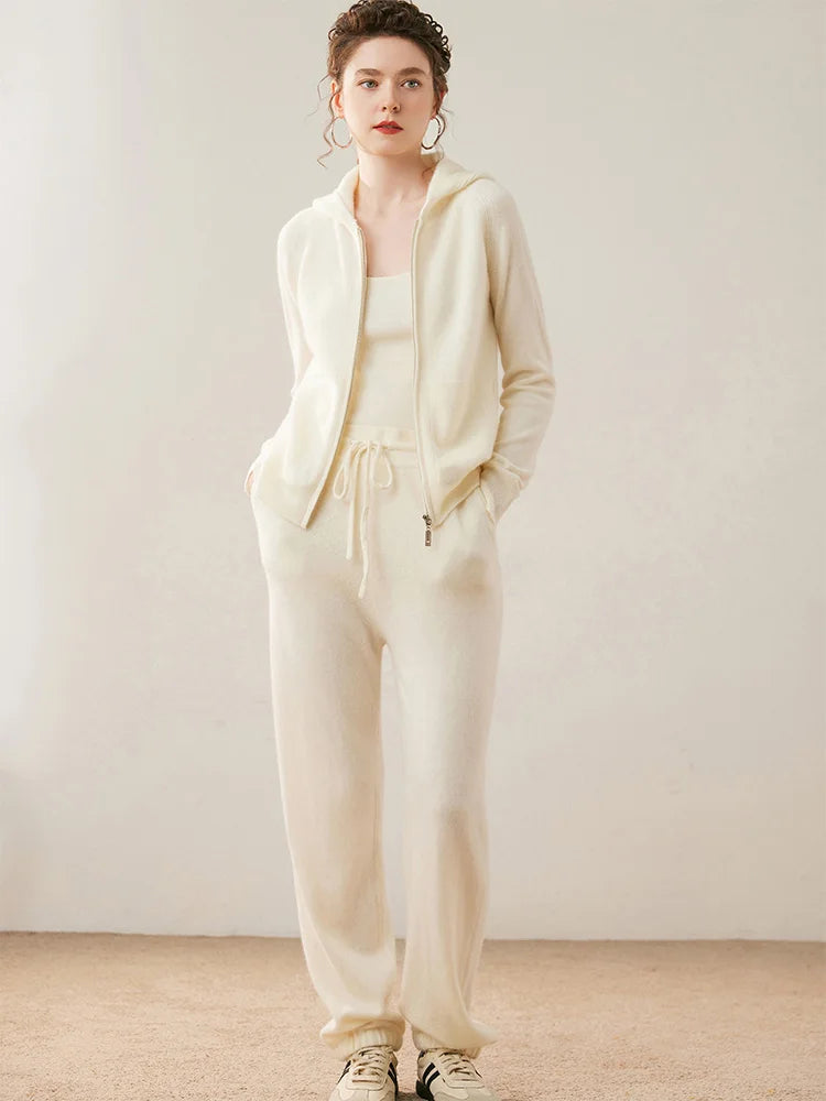 Ensemble cachemire femme, cardigan zippé – CLEVI Paris