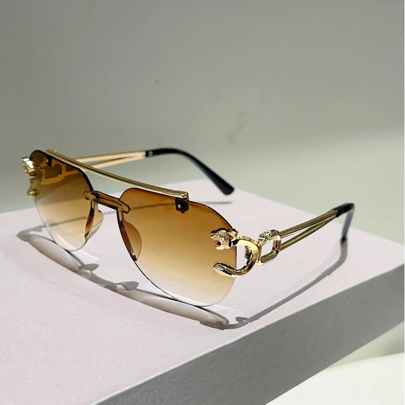 Lunettes de Soleil Aviateur Sans Monture Biseautées Dégradé UV400 Femme – CLEVI Paris