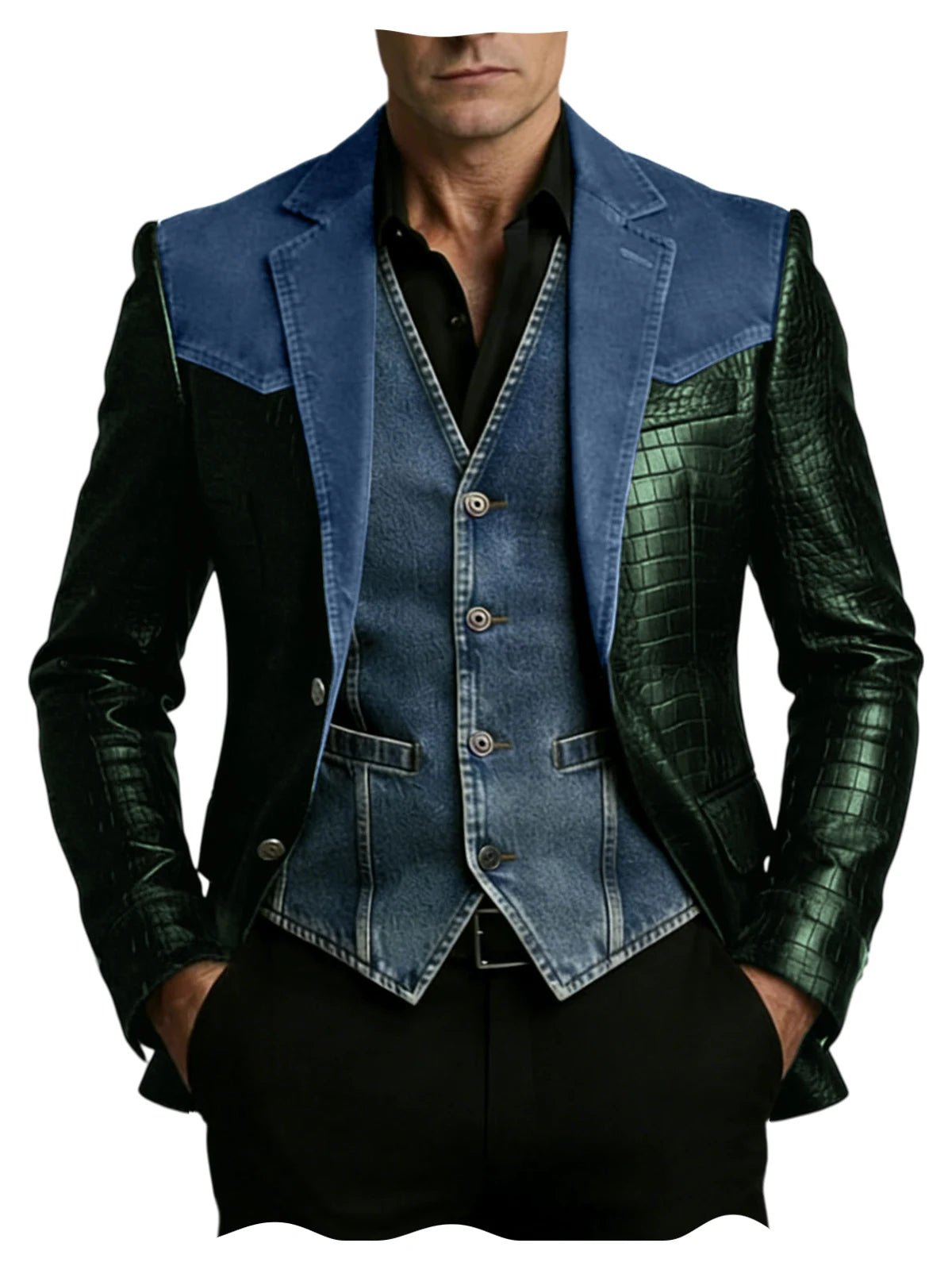 Blazer homme en cuir et polyester – CLEVI Paris