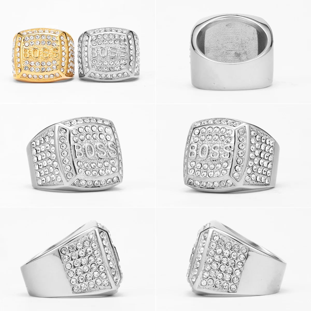Bague Homme Punk Acier Inoxydable 316L Strass – CLEVI Paris