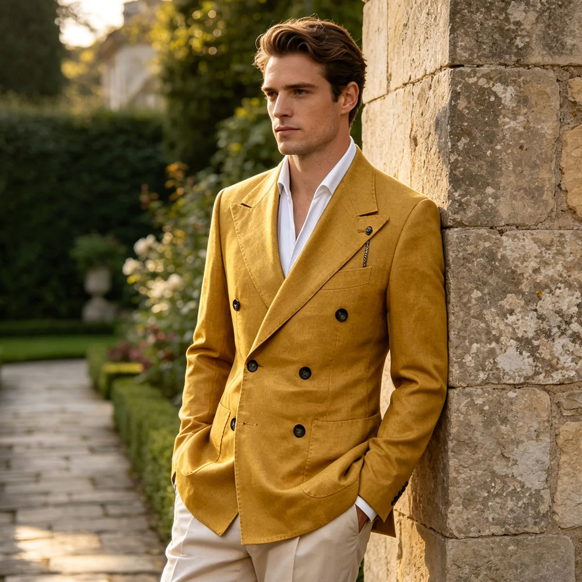 Blazer croisé lin et coton homme – CLEVI Paris