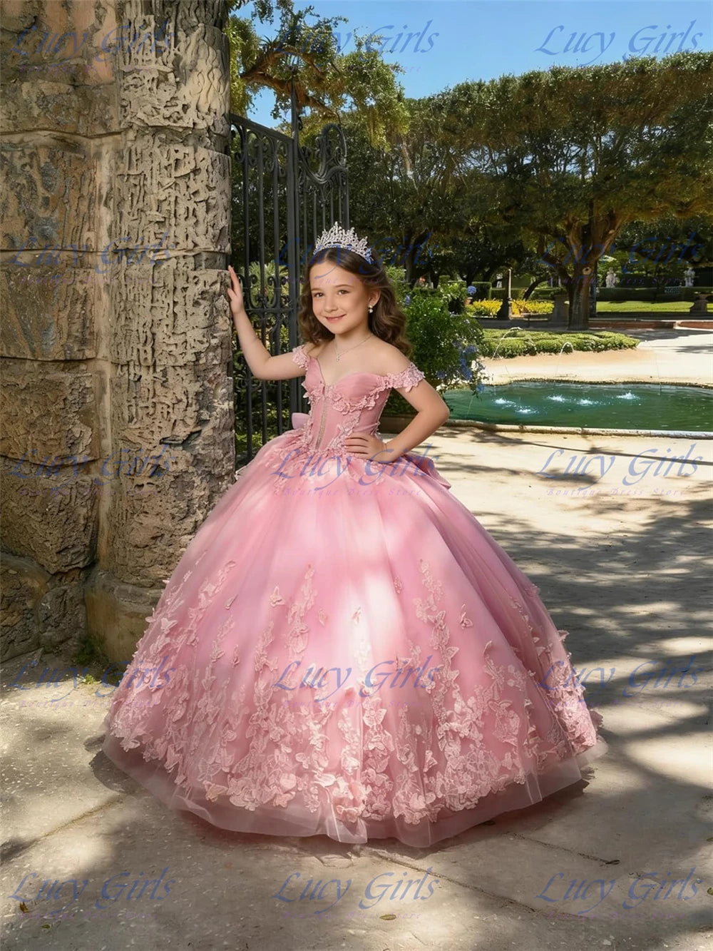 Robe cérémonie fille en tulle et dentelle – CLEVI Paris