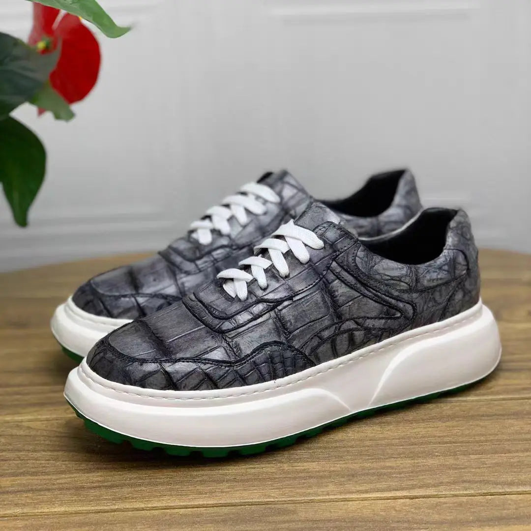 Sneakers Cuir Crocodile Homme 5 Coloris Lacets Casual – CLEVI Paris