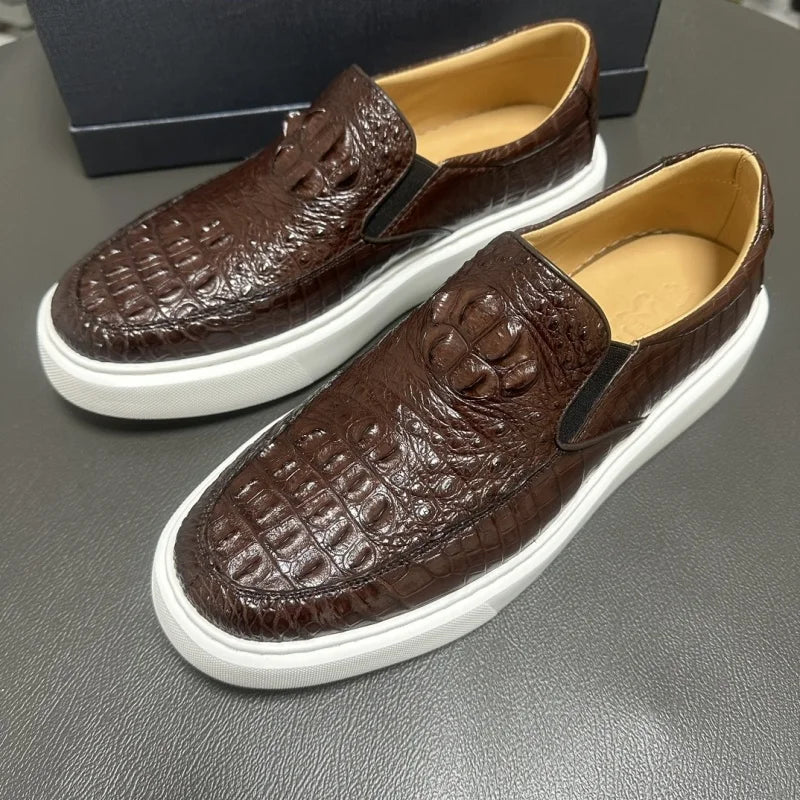Loafers Cuir Croco Marron Homme Slip-On – CLEVI Paris