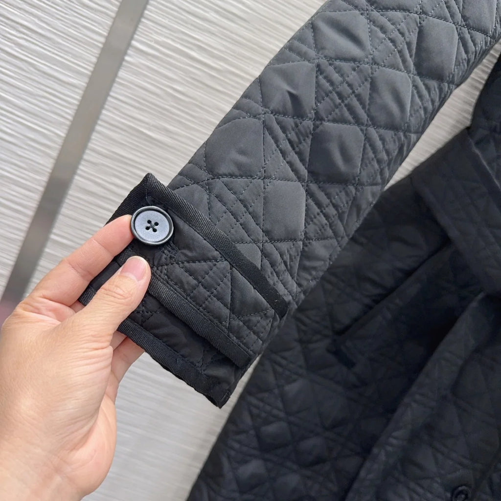 Manteau long matelassé ceinturé femme – CLEVI Paris
