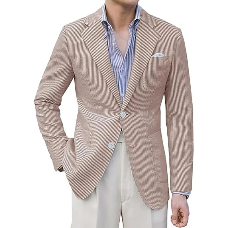 Blazer homme seersucker rayé – CLEVI Paris