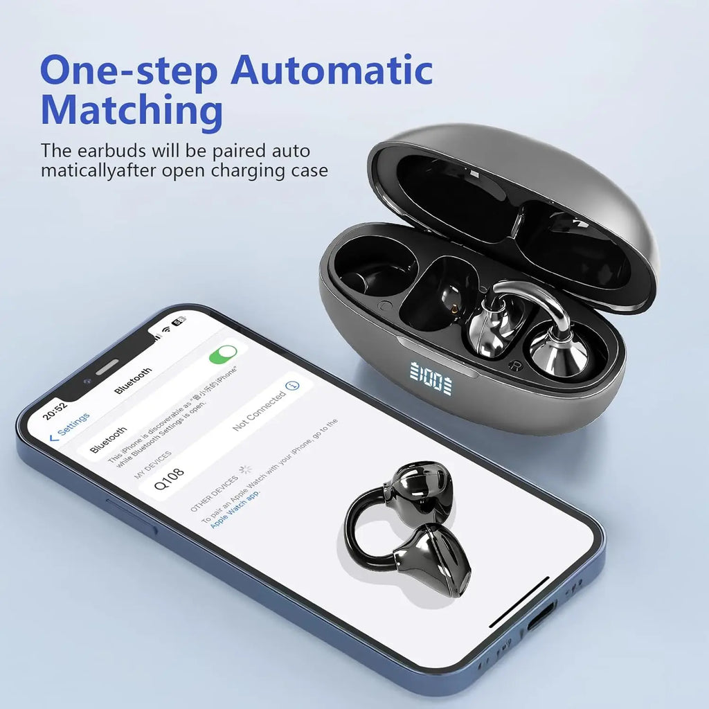 Écouteurs Open-Ear UYUXIO Bluetooth 5.4 Clip 72h Sport – CLEVI Paris