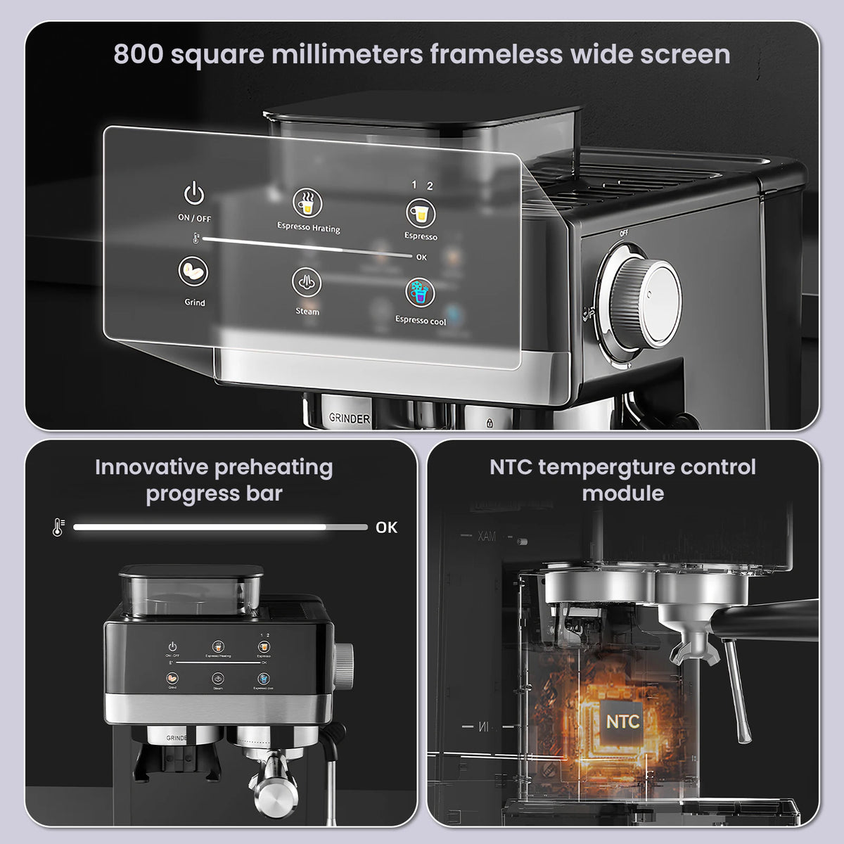 Machine expresso avec moulin intégré, écran tactile – CLEVI Paris