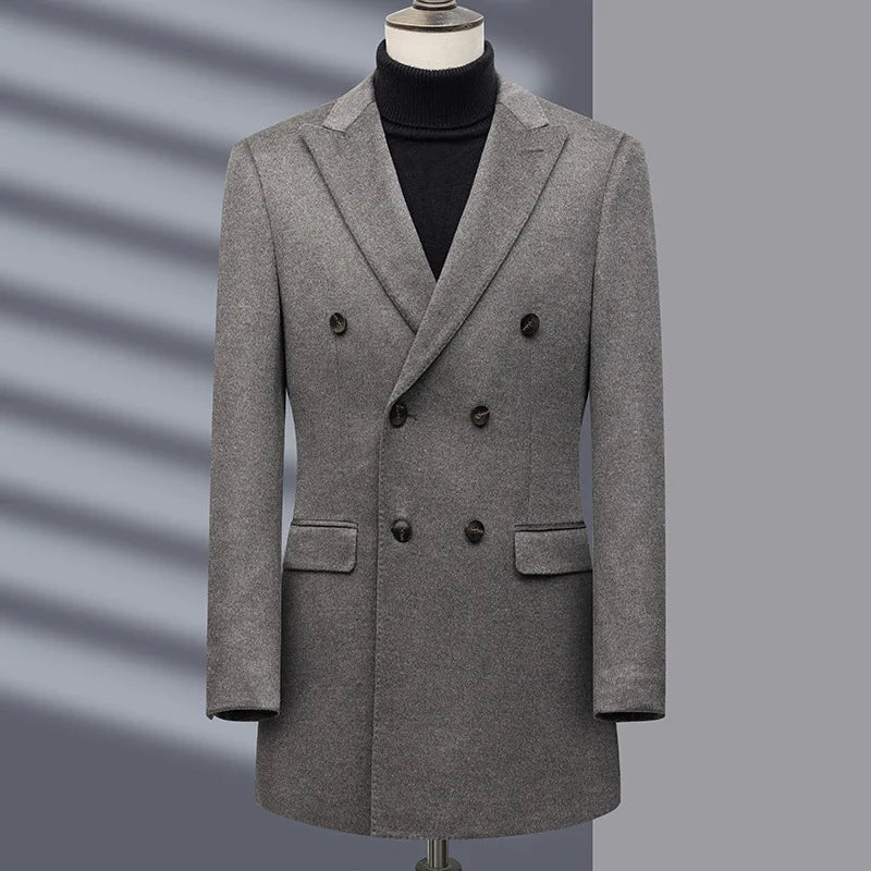 Manteau homme croisé laine, cachemire et soie – CLEVI Paris