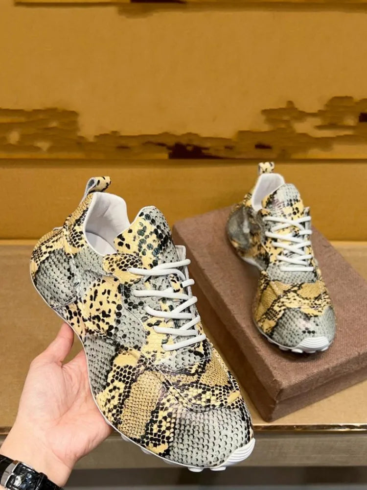 Sneakers Cuir Serpent Homme Multicolore – CLEVI Paris
