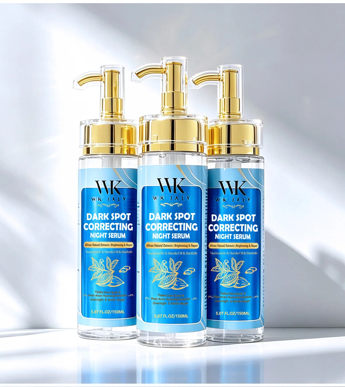 Sérum Nuit Anti-Taches WK'JALY – Éclaircissant, Hydratant & Extraits Africains 150ml – CLEVI Paris