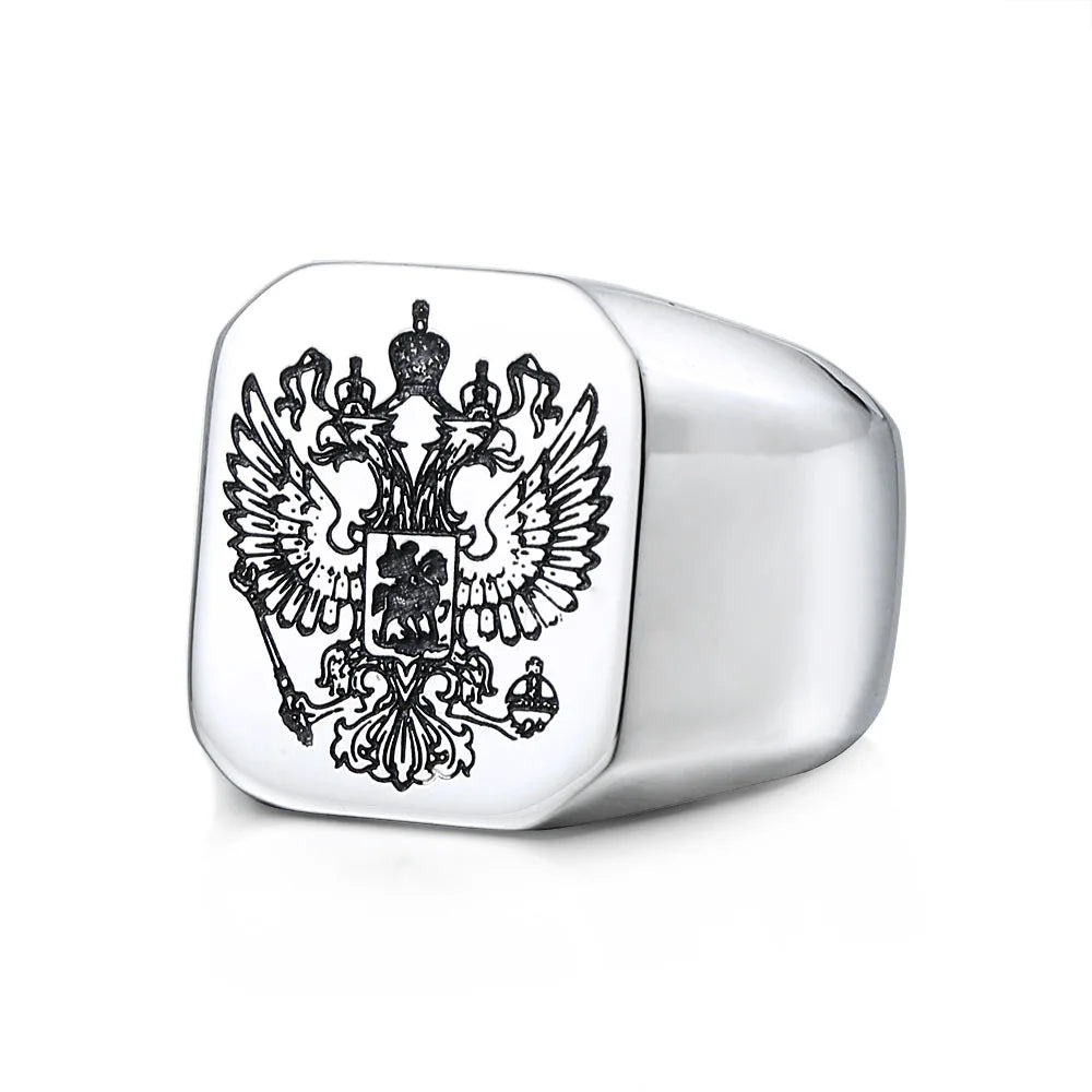 Bague double aigle en acier 316L – CLEVI Paris