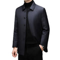Manteau homme en laine et soie bleu marine – CLEVI Paris