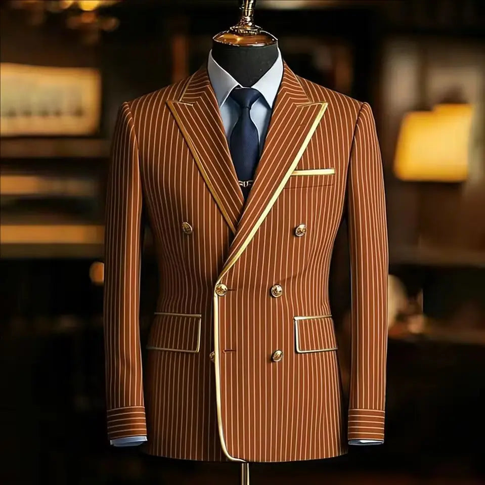 Costume rayé croisé homme – CLEVI Paris