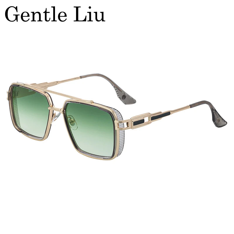 Lunettes de Soleil Carrées Steampunk Double Pont Métal UV400 Conduite Homme – CLEVI Paris