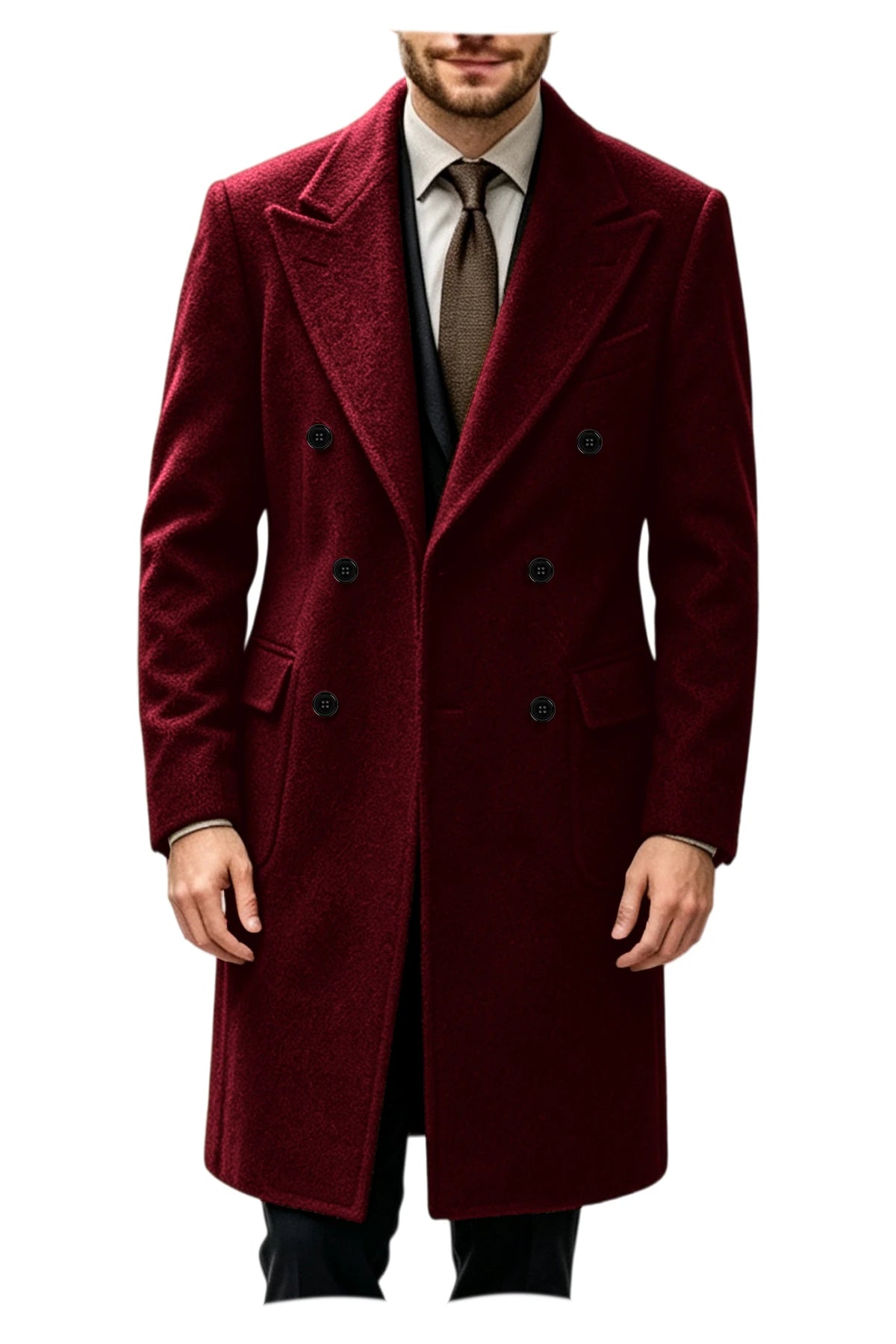 Manteau homme long croisé en laine mélangée – CLEVI Paris