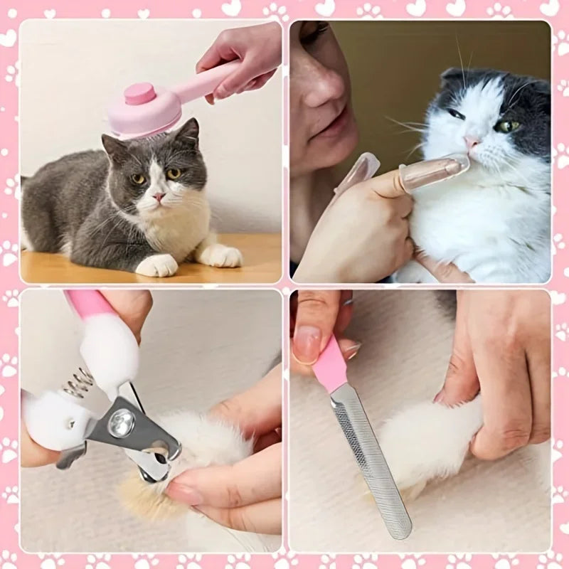 Kit de toilettage pour chat avec brosses – CLEVI Paris
