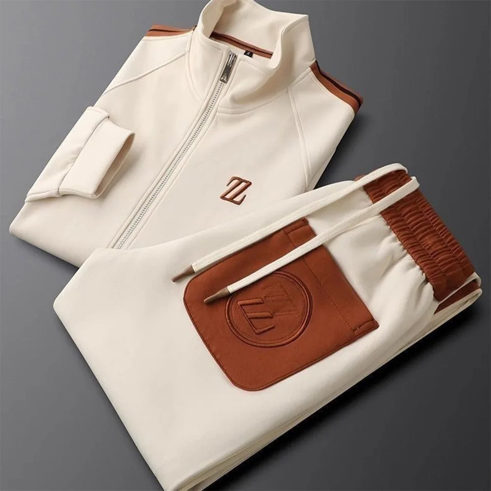 Ensemble Sport Homme Automne – Veste Col Montant Zippé Manches Longues + Pantalon Droit Cordon – 4 Coloris, M à 4XL – CLEVI Paris