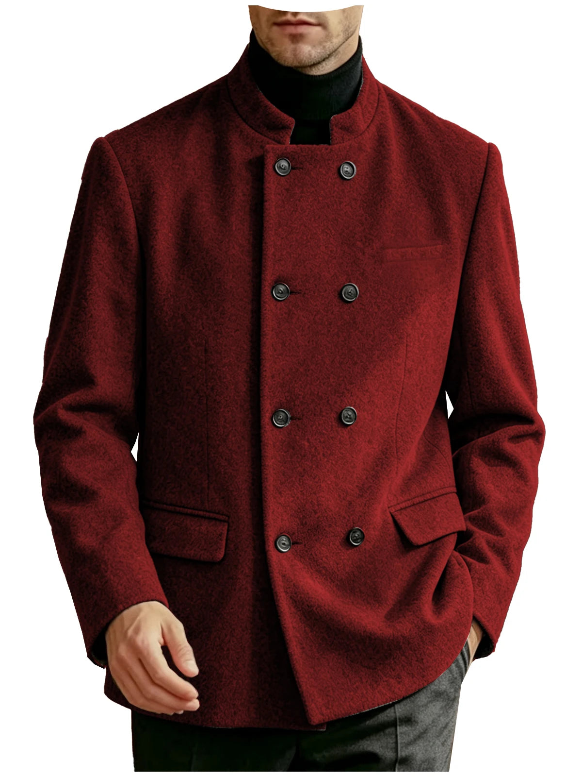 Veste homme à col montant et double boutonnage – CLEVI Paris