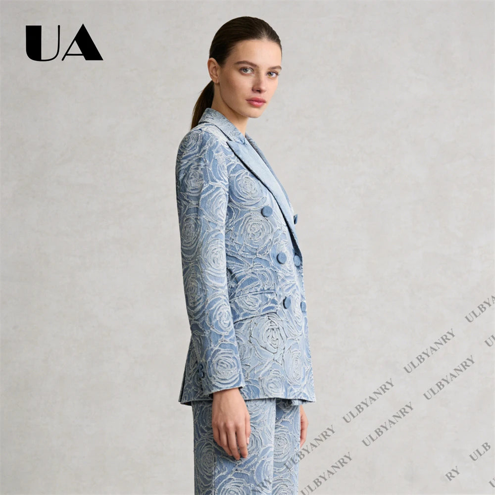 Blazer jacquard femme double boutonnage – CLEVI Paris