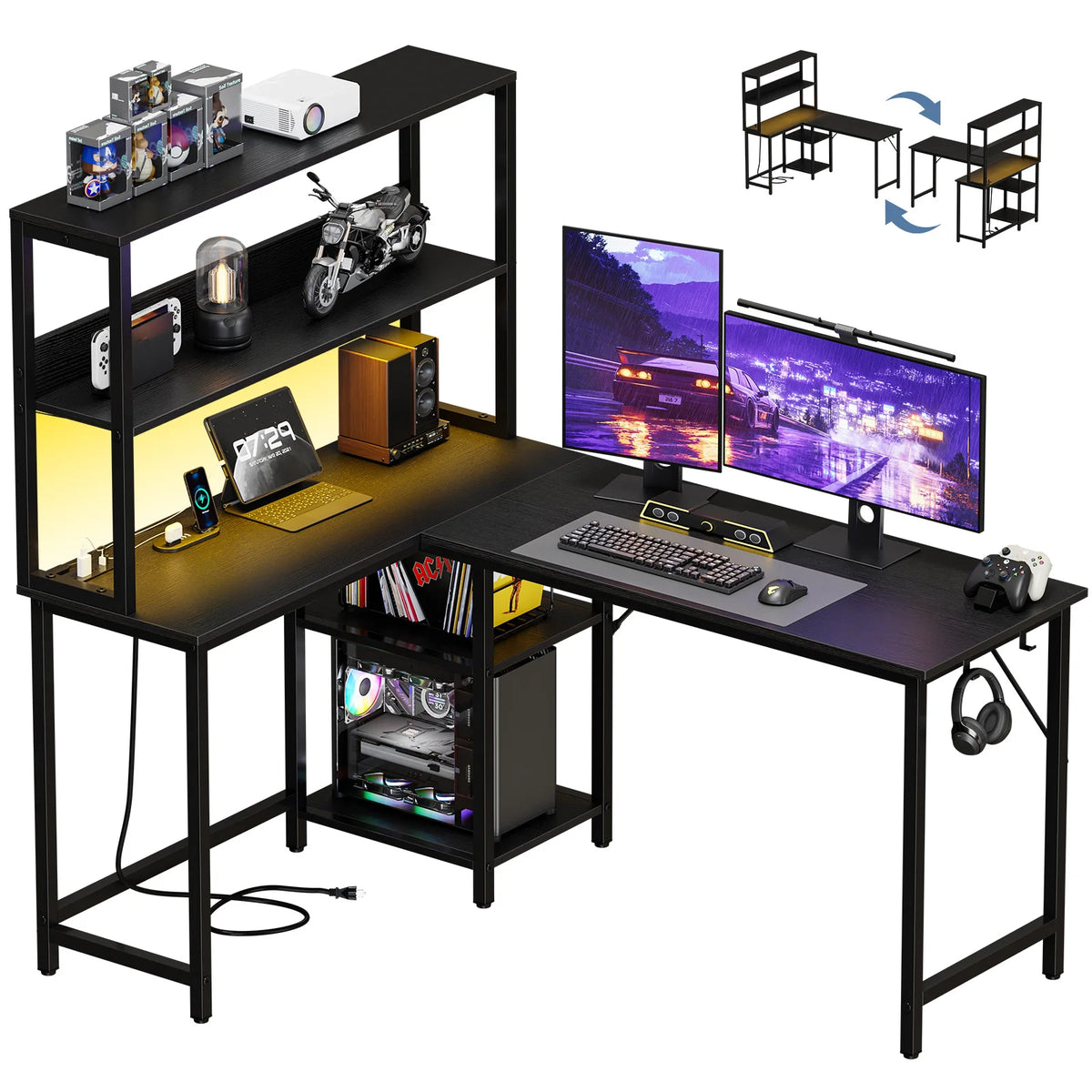 Bureau d’angle réversible en L 135 cm – CLEVI Paris