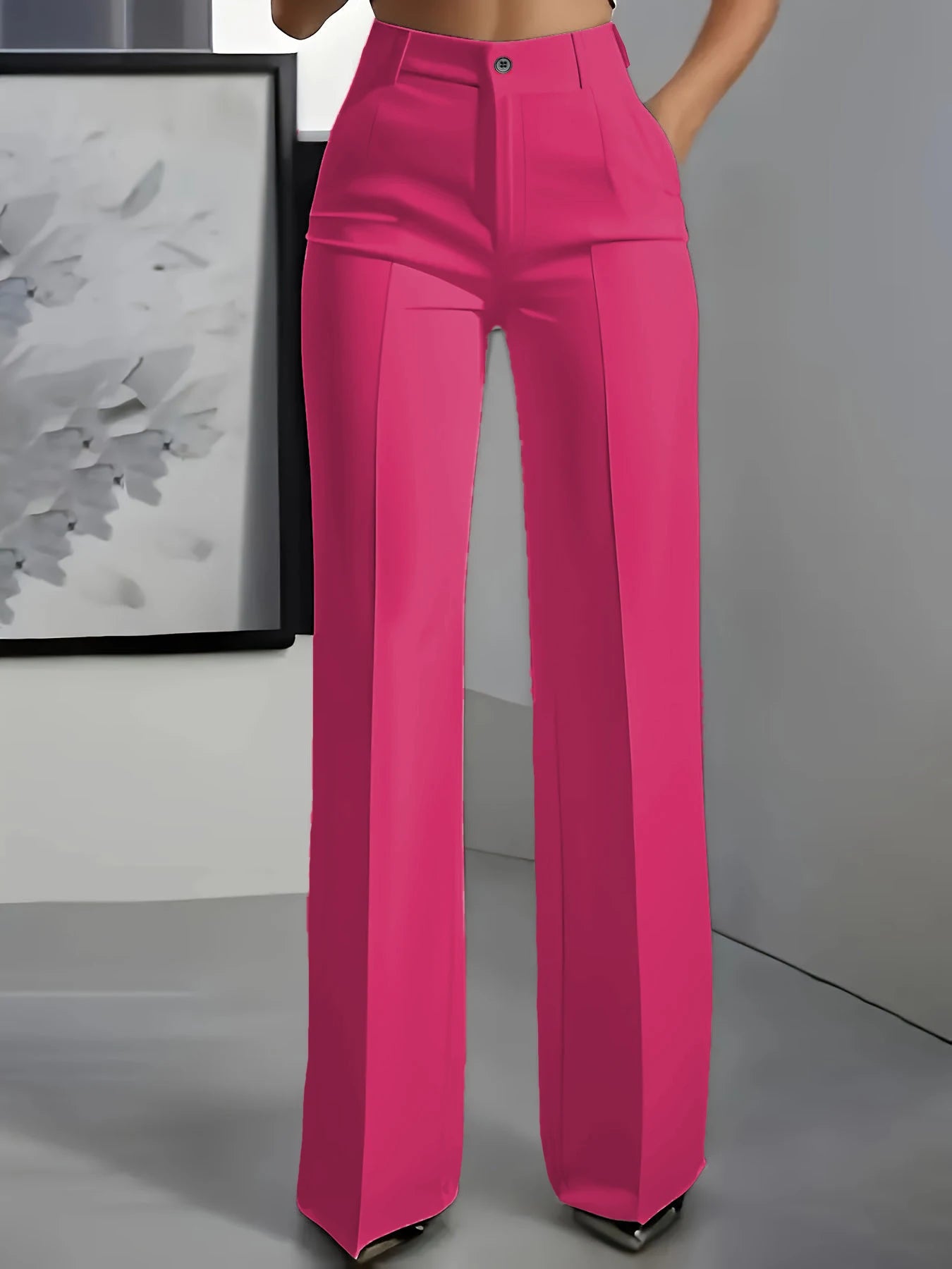 Pantalon Tailleur Femme Taille Haute Coupe Droite Drapée 17 Coloris – CLEVI Paris