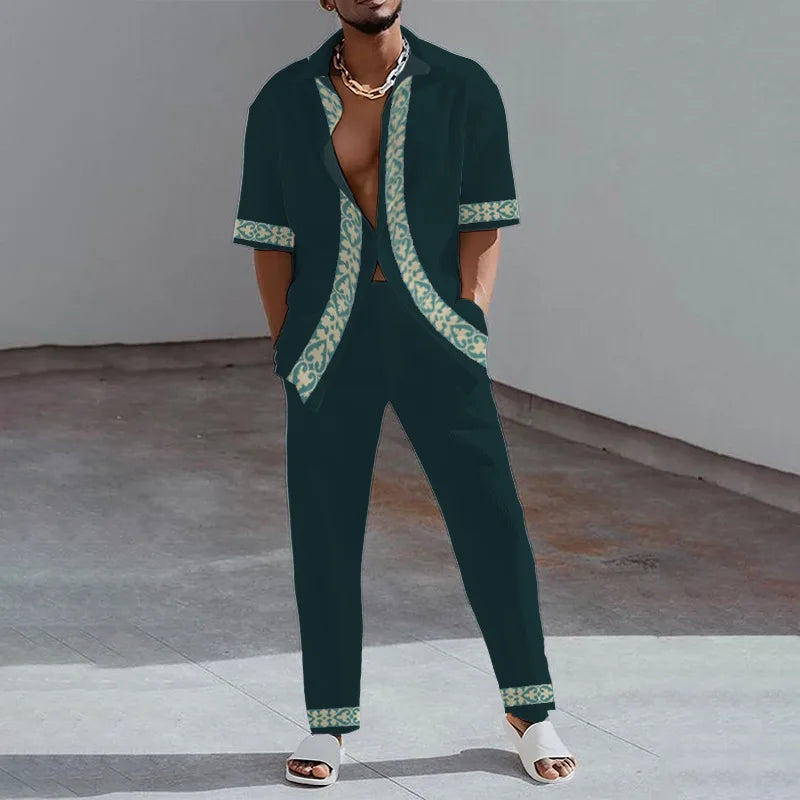 Ensemble 2 Pièces Homme Imprimé 3D Chemise & Pantalon Été – CLEVI Paris