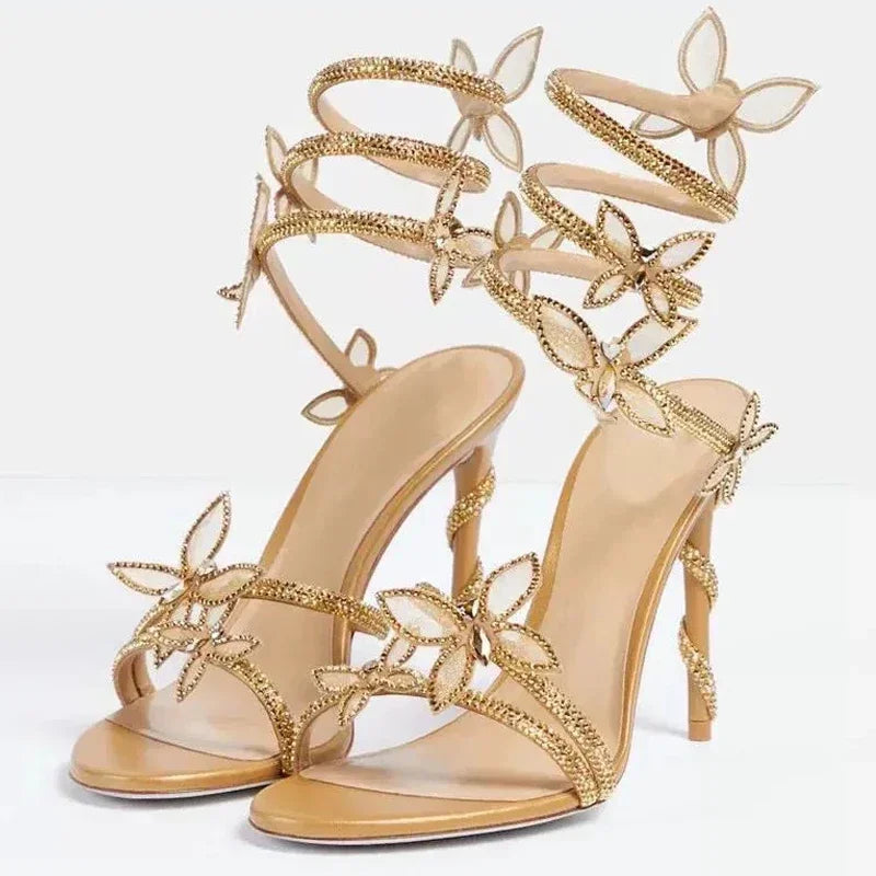 Escarpins Femme Talon Aiguille Cristal Bride Cheville Style Sexy – CLEVI Paris