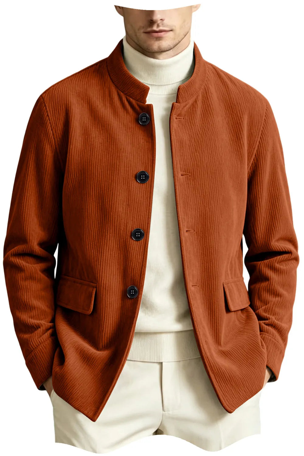 Blazer homme en velours côtelé à col montant – CLEVI Paris