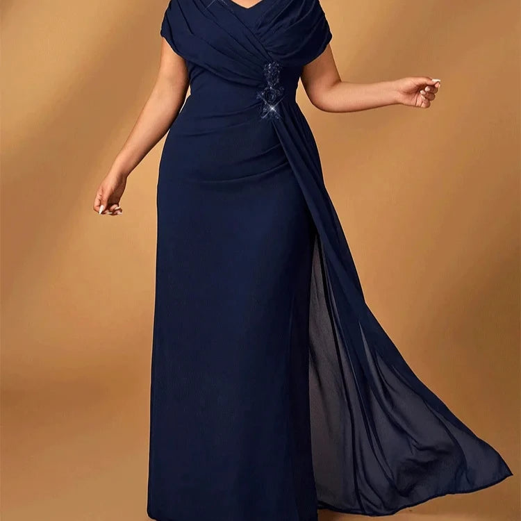 Robe de soirée en mousseline perlée – CLEVI Paris