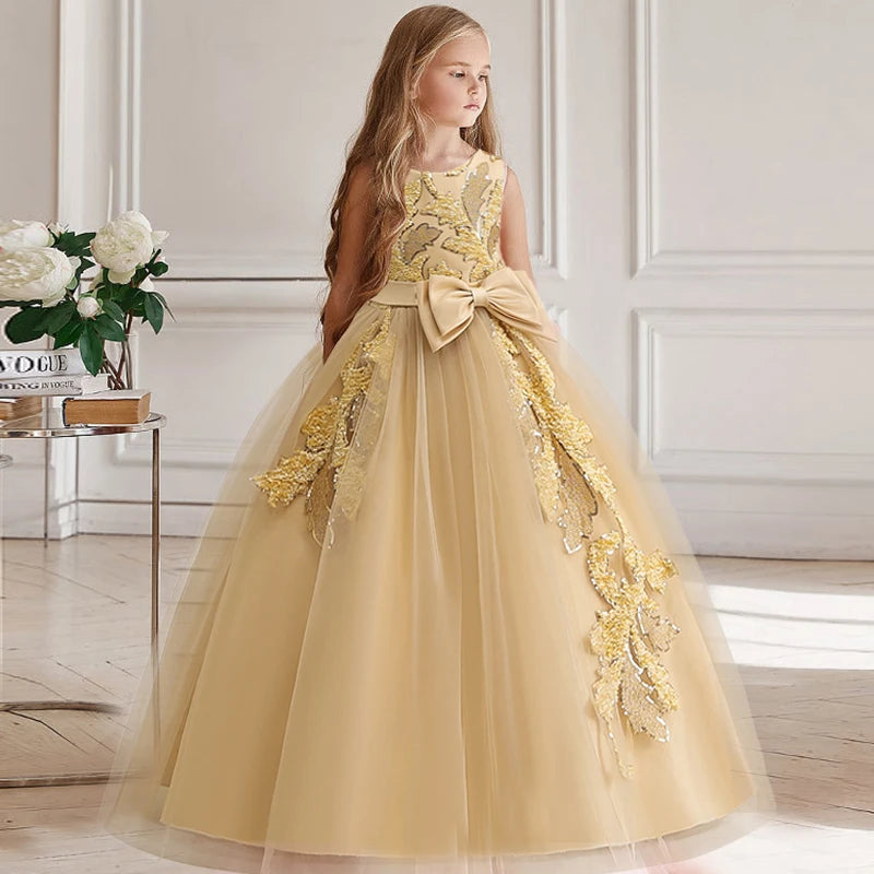 Robe longue fille à col carré – CLEVI Paris