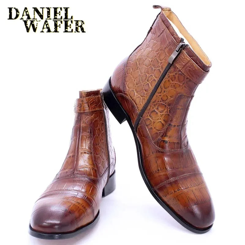 Bottines homme en cuir véritable à zip – CLEVI Paris