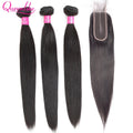 3 Mèches Straight Cheveux Humains Brésiliens Remy 12A + Closure 2x6 HD Lace – CLEVI Paris