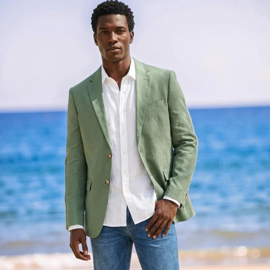 Blazer homme en lin mélangé, coupe ajustée – CLEVI Paris