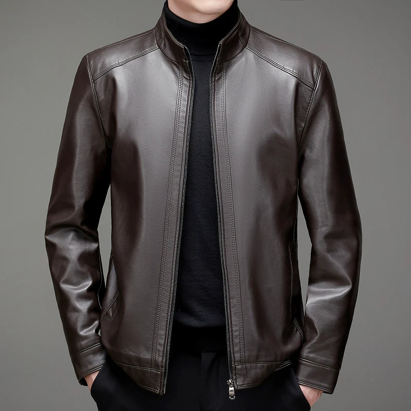 Veste homme en cuir zippée, noir ou café – CLEVI Paris
