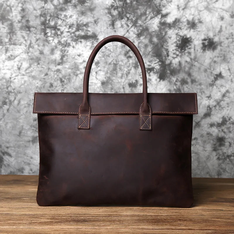 Serviette Homme Cuir Vache Rétro Laptop 15"/16" – CLEVI Paris