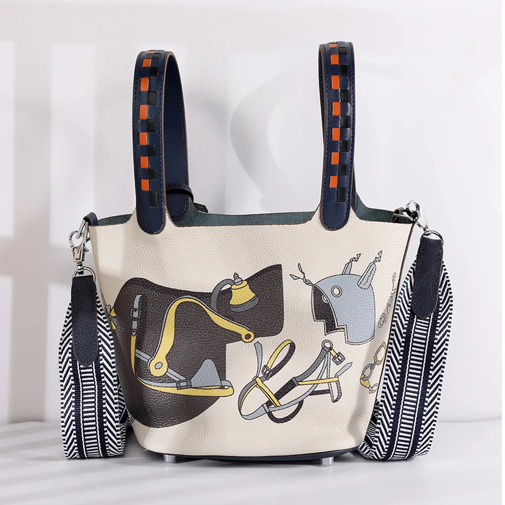 Sac Seau Cuir Bicolore Patchwork Bandoulière Rayures Femme – CLEVI Paris