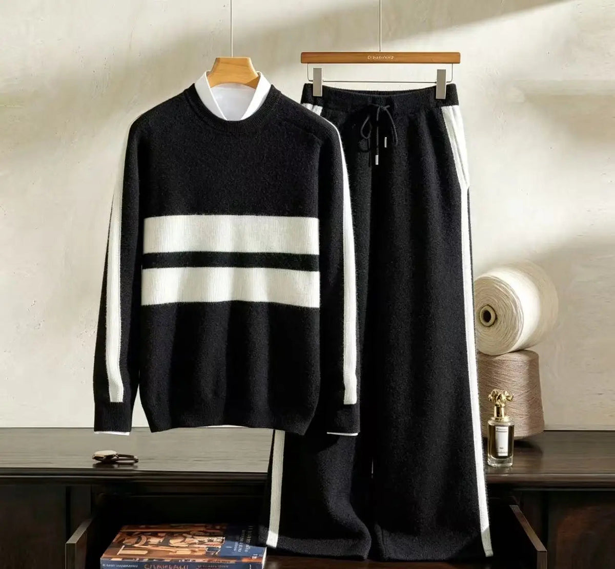 Ensemble homme en cachemire à bandes – CLEVI Paris