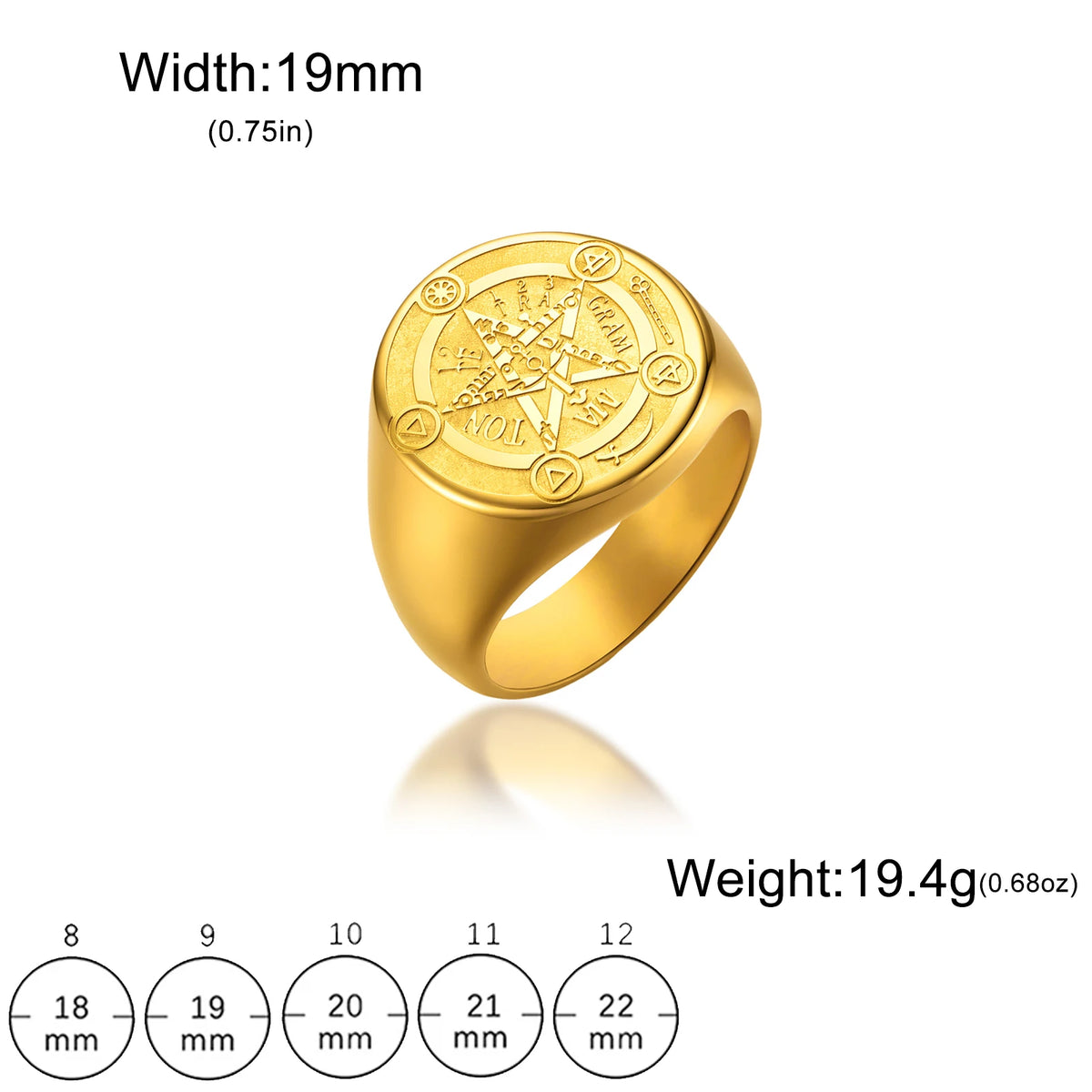 Bague Unisexe Tétragramme Acier Doré 18K – CLEVI Paris