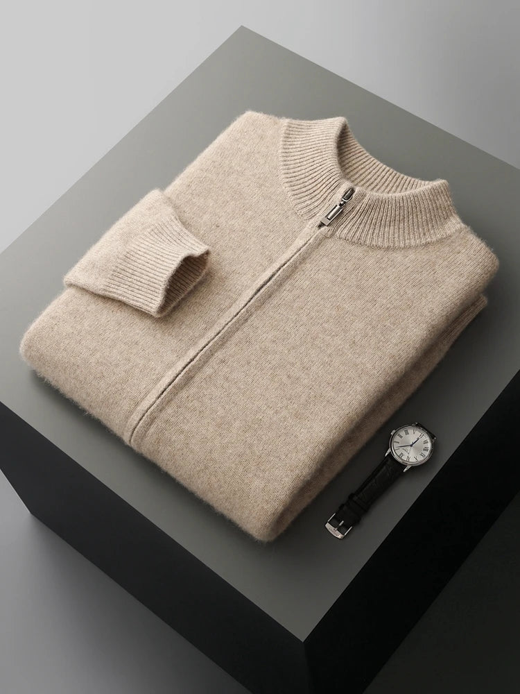 Ensemble Jogging Homme 100% Laine Mérinos MVLYFLRT – Cardigan Col Rond Demi-Zip + Pantalon – 3 Coloris, S à XXL – CLEVI Paris