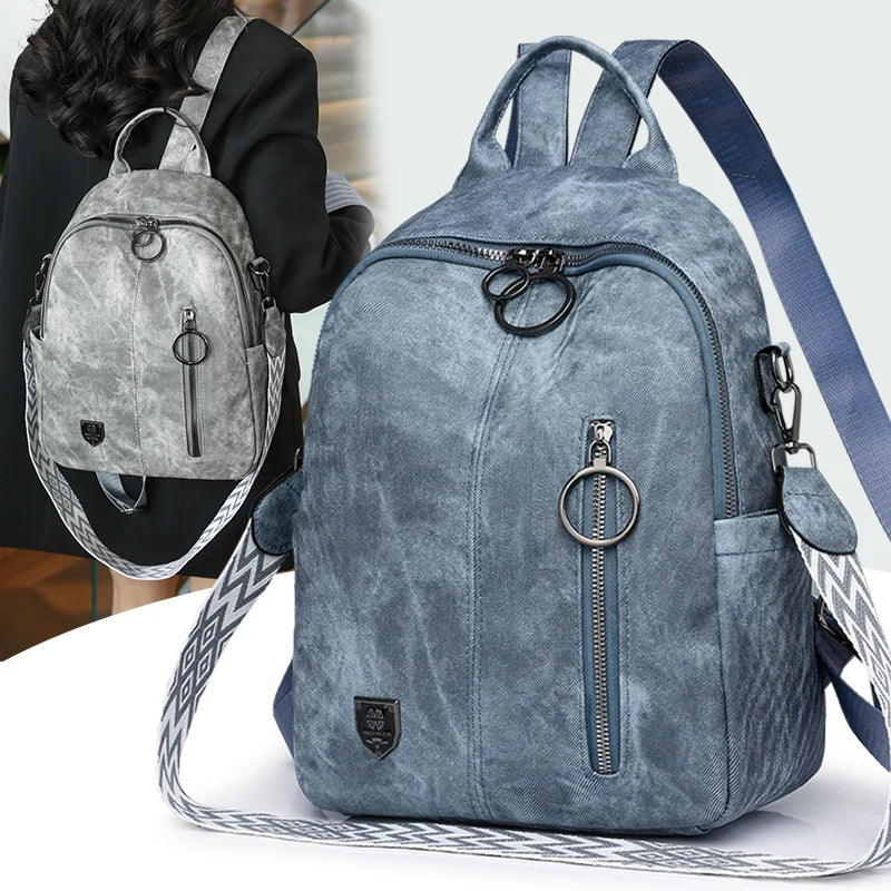 Sac à Dos PU Souple Femme Grande Capacité Retro Voyage École – CLEVI Paris