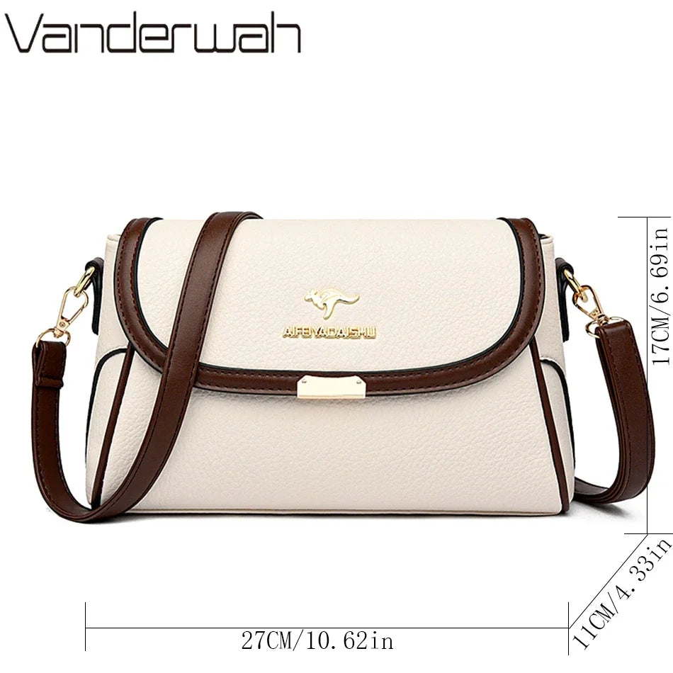 Sac À Main Femme Vanderwah Cuir Lychée Rabat 27x17cm Bandoulière – CLEVI Paris
