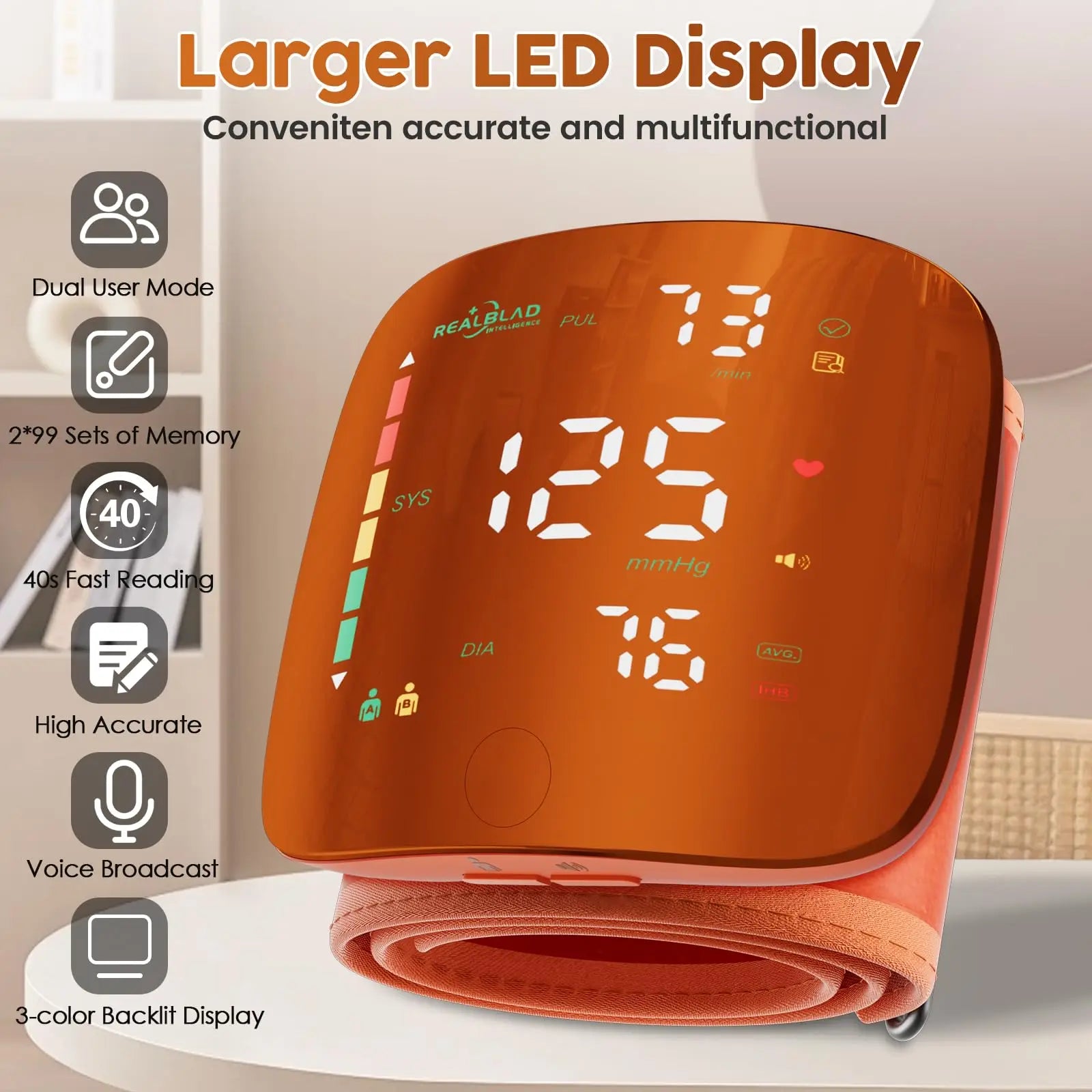 Tensiomètre Poignet Rechargeable Écran Tactile LED 99x2 Mémoires – CLEVI Paris