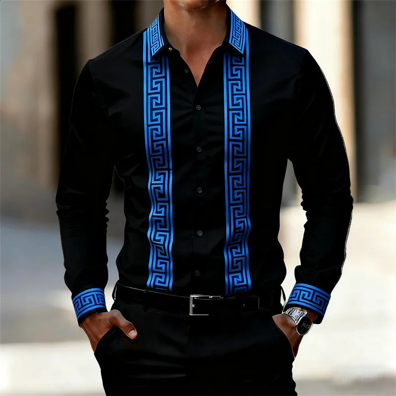 Chemise Géométrique Manches Longues Homme – CLEVI Paris