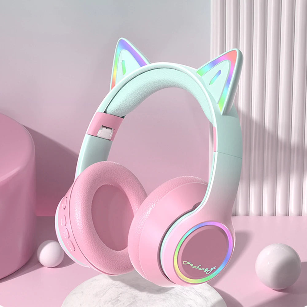 Casque Bluetooth Chat RGB Fille Enfant Micro Pliable – CLEVI Paris