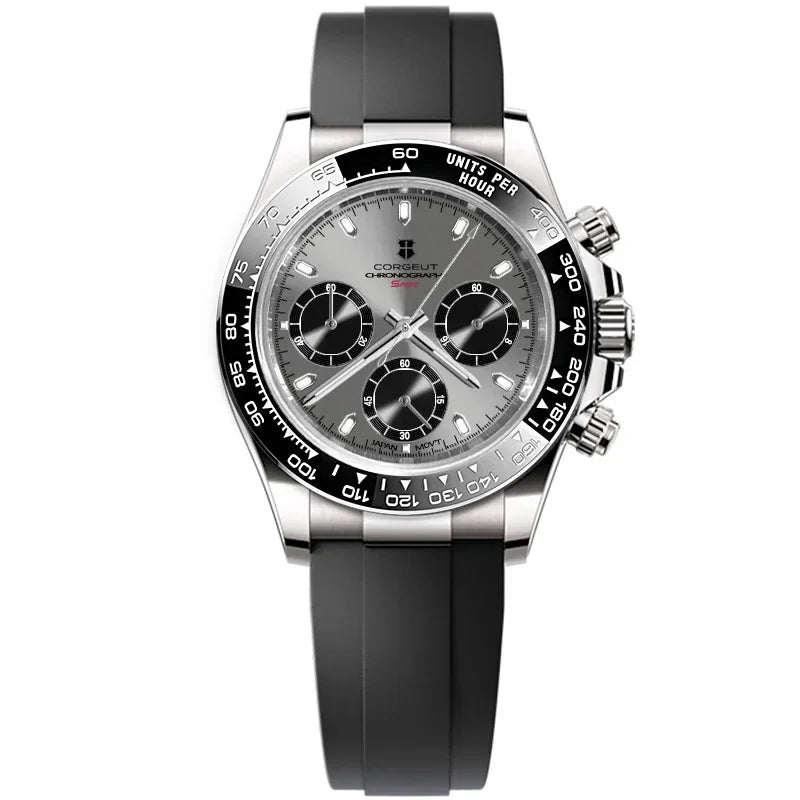 Montre Chronographe Homme Corgeut 9002 Quartz VK63 Saphir 100m Silicone – CLEVI Paris