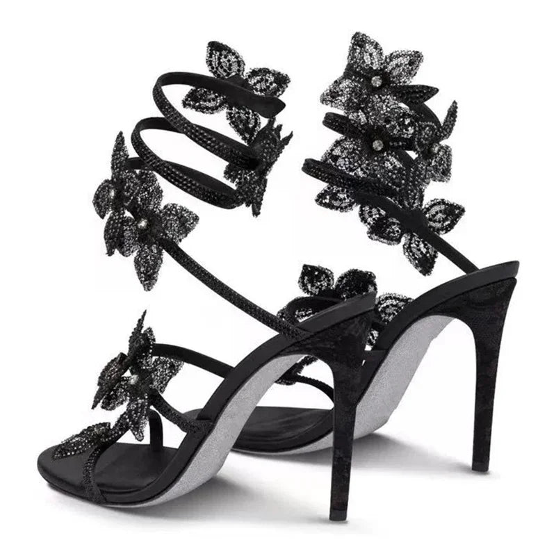 Escarpins Femme Talon Aiguille Cristal Bride Cheville Style Sexy – CLEVI Paris