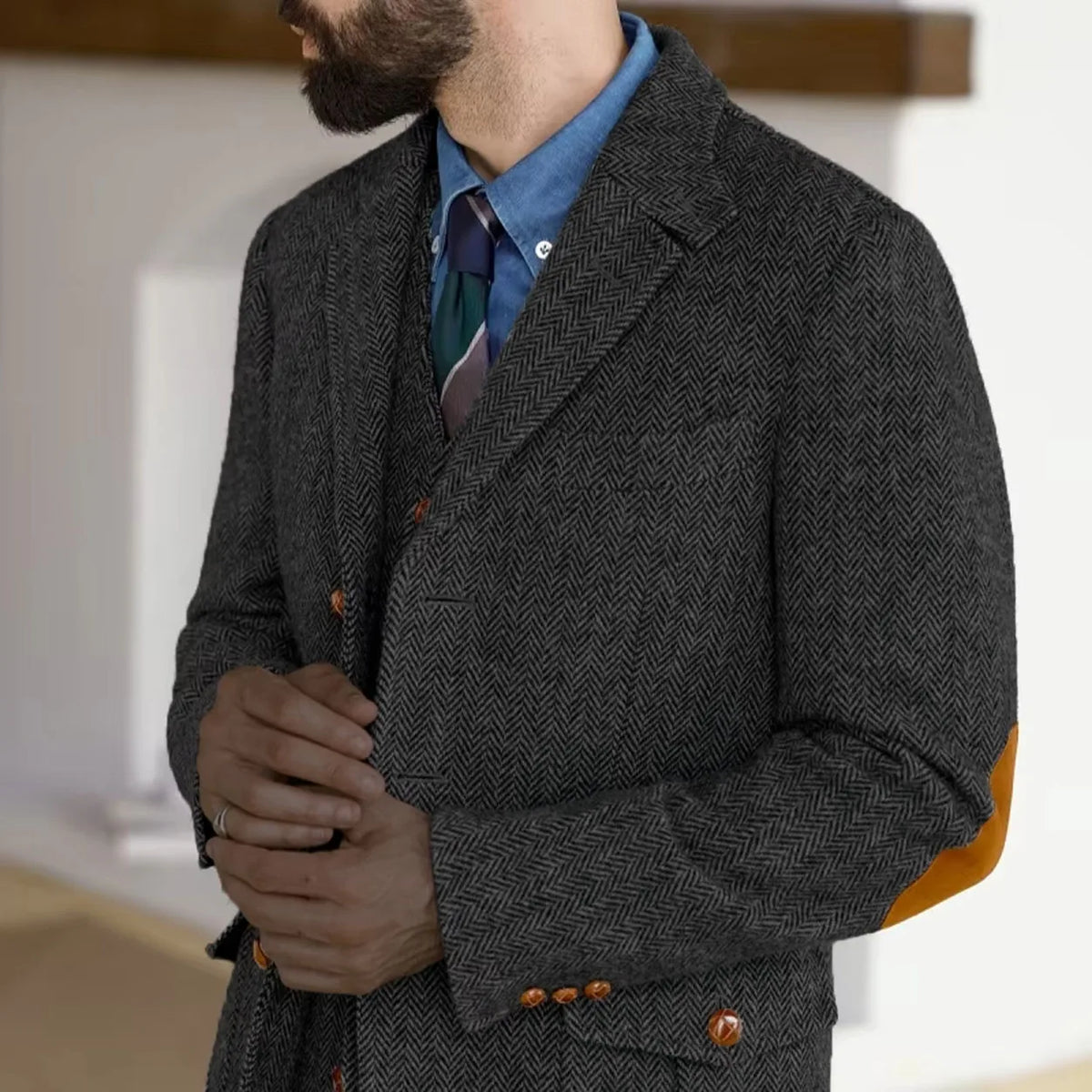 Blazer homme en tweed à chevrons – CLEVI Paris