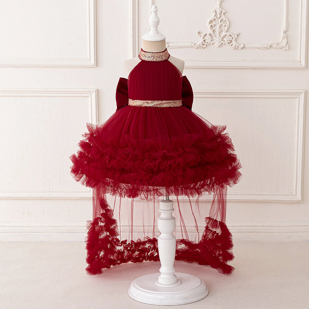 Robe cérémonie fille à paillettes et nœud – CLEVI Paris