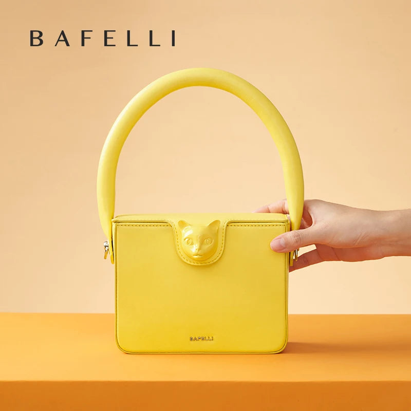 Sac à Main Femme BAFELLI Cuir Véritable Box Bag Motif Chat Luxe 3 Coloris – CLEVI Paris